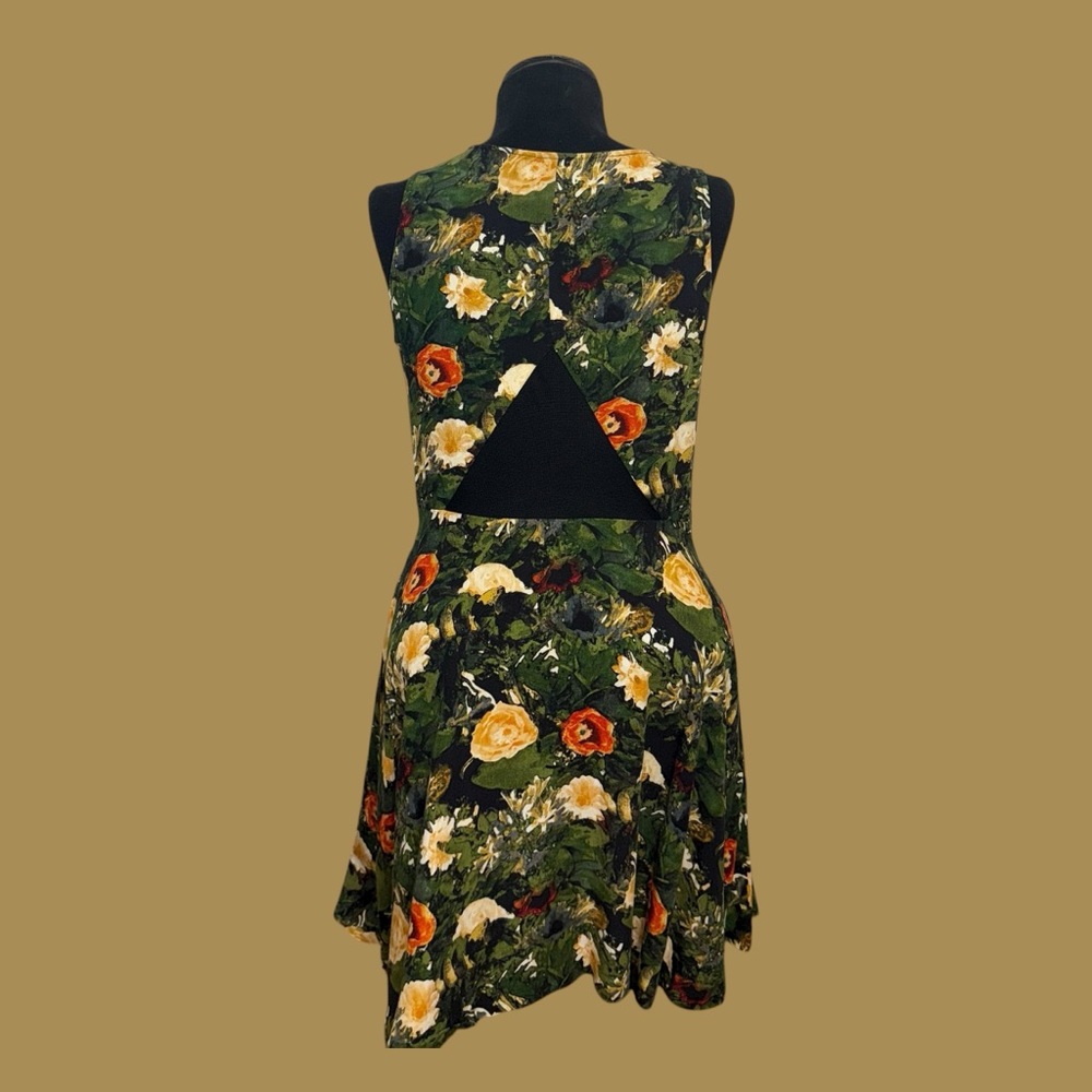 Jack Floral Mesh Panel Dress - Green and Orange - Picture 11 of 16